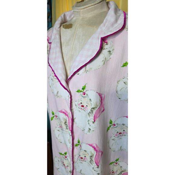 Jayes Studio Rosanne Beck Jolly Pink‎ Santa Pajama Top Size L - Picture 2 of 6